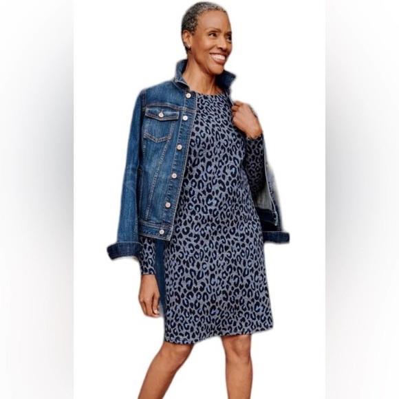 Talbots Jean denim jacket front pockets metal buttons banded bottom size P
C b - Picture 14 of 15